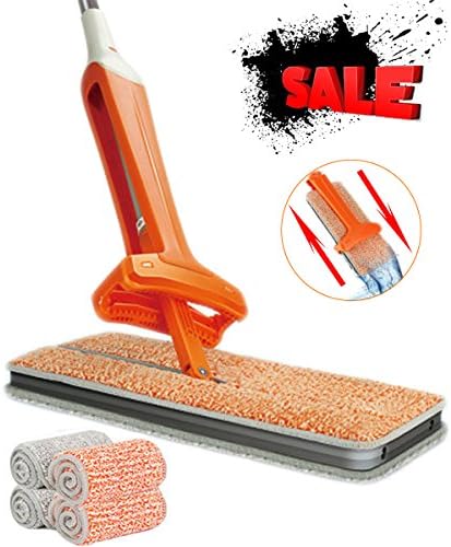YONILL Double Sided Lazy Mop, 360 Degree Microfiber Flat Mop Easy Self Wringing Wet and Dry Floor Mop for Corner, Bathroom, Kitchen, Tile and Hardwood Floor