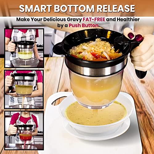 NejaMart Fat Separator With Bottom Release 4 Cups Gravy Separator And Fat Separator For