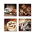 Wieco Art 4 Panels Coffee Bean Kitchen Canvas Wall Art Coffee Cup Canvas Prints Wall Decor Dining Room Canvas Art Contemporary Pictures for Kitchen Bar Decoration