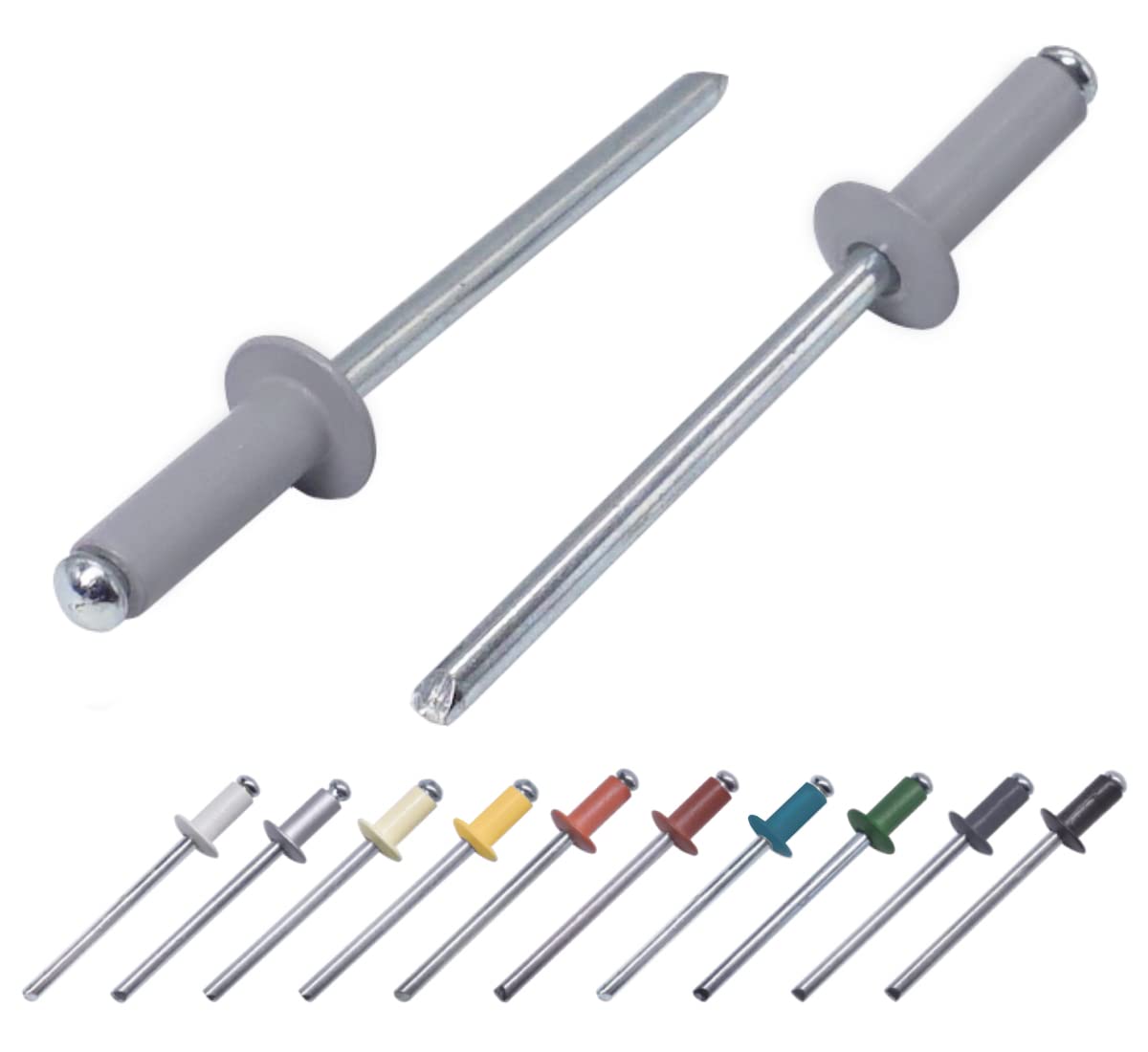 (Pack of 80 pcs) Painted Blind Rivets 4.0 x 12 mm, Dome Head, DIN 7337, Aluminum Rivet and Steel Mandrel, Pop Rivets (80, Window Grey RAL 7040)