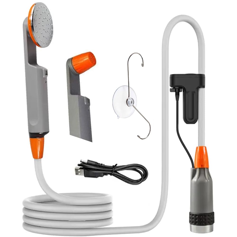Zooma Camping Showers, Portable Shower, USB Rechargeable Electric Shower with Water Pump and Build-in Water Filtration System for Camping Travel Hiking