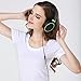 RockPapa Over Ear Stereo Foldabe Headphones Adjustable, Noise Isolating, Heavy Deep Bass, Folding Headsets with Microphone 3.5mm for Smart Phones Tablets Computers MP3/4 DVD (Black/Green)