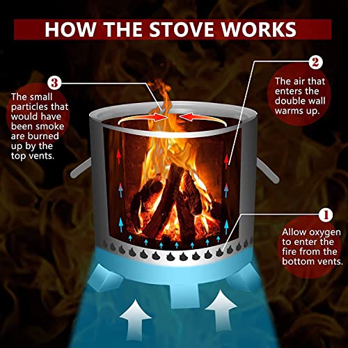 Virego Smokeless Fire Pit with Stand, Low Smoke Fire Pits for Outside