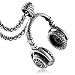 Aienid Pendant Necklace, Stainless Steel Headset Shaped Punk Style with 60CM Free Chain for Mens Silver