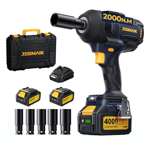 JESIMAIK Cordless Impact Wrench, 1475Ft-lbs (2000N.m) 1/2" Brushless High Torque Impact Wrench
