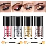 ETEREAUTY Glitter Eyeshadow Palette Shimmer, Makeup Eye Shadow Powder 4 Colors Glitter Powder Loose with Eyeshadow Brush for Party Festival Eyeshadow Pigments, Makeup, Nail Art Tips Decoration