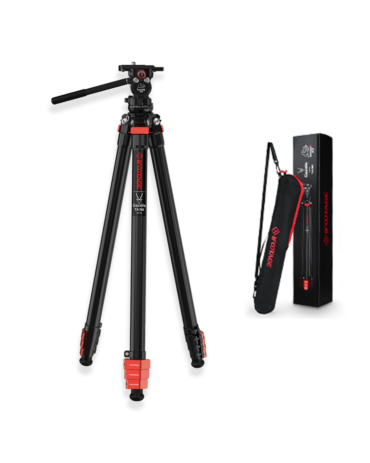 IFOOTAGE 62”/157.5cm Tripod TA3B with K3 Mini Ball Head,Buckle Design,Light Weight 3.42lbs/1.55kg,Aluminum Alloy,Gazelle TA3B+K3