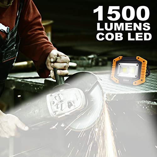 LED Work Light, HOKOILN 2 COB 30W 1500LM Rechargeable Work Light, LED Portable Waterproof LED Flood Lights for Outdoor Camping Hiking Emergency Car Repairing and Job Site Lighting (2 Pack)