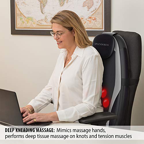 Shiatsu Chair Massager for Back and Neck with Heat - Car Seat Massage Pad Cushion Perfect for Full Body - Portable Kneading Rollers Electric Back Vibration Massager for Office Chair