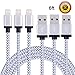 Eashion iPhone Cable, 3Pack 6FT Nylon Braided 8 Pin Lightning to USB Charger Cable, Compatible with iPhone 7/7 Plus/6s/6s Plus/6/6 Plus/5/5S/5C/SE/iPad and iPod(White)
