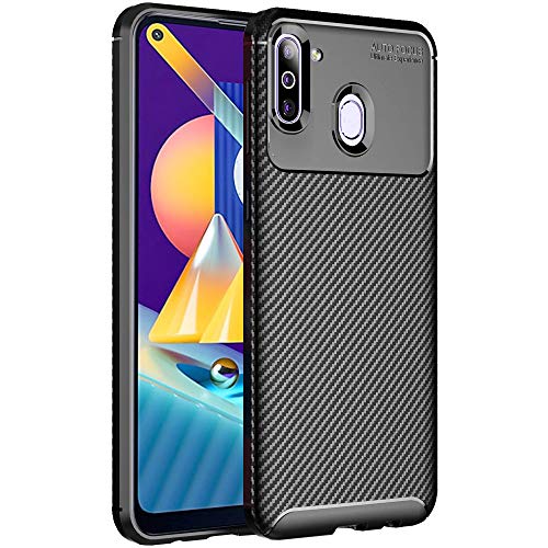 TheGiftKart Rugged Carbon Fibre Samsung Galaxy M11 Armor Back Cover Case | Shockproof & Protective | Stunning Minimalist