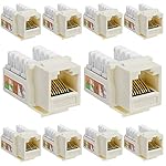 Cmple-10-Pack-Cat5e-Punch-Down-Keystone-Jack-Cat5-Punch-Down-Network-RJ45-Female-Keystone-Adapter-for-Modems-Desktops-Computer-Networks-Beige