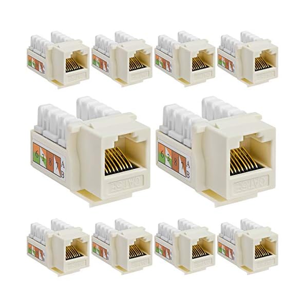 Cmple 10 Pack Cat5e Punch Down Keystone Jack, Cat5 PunchDown Network