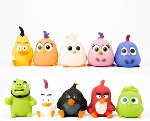10pcs/lot Kids Cute Flying Red Black Birds Pig Action Toys Figures Model Children Squeeze Sound Christmas Party Fun Game Gifts
