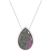 LUSTRE AND LIGHT Natural Ruby Zoisite Slider Pendant Necklace for Women in Sterling Silver, July Birthstone Jewelry Gifts for Her Birthday, Anniversary, Christmas, Graduation