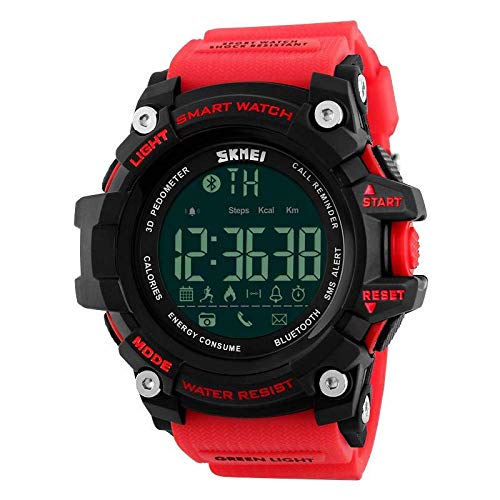 Skmei1227 Fitness Tracker with Call & Message Notification Pedometer Smartwatch (Red)