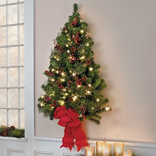 Classic Christmas Pre-Lit Wall Tree-3'