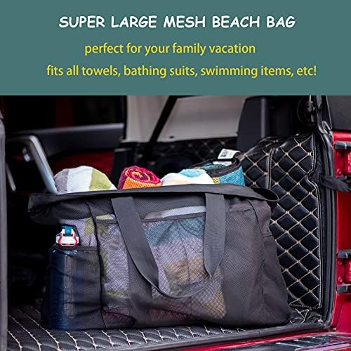 Bulex Extra Large Beach Bags and Totes - XXL Mesh Tote Bag with Pockets & Zipper, Heavy Duty, Lightweight & Foldable - Oversized Carry Tote Bag for Towels, Perfect to Carry All Items for Your Family 2 Bulex Extra Large Beach Bags and Totes - XXL Mesh Tote Bag with Pockets & Zipper, Heavy Duty, Lightweight & Foldable - Oversized Carry Tote Bag for Towels, Perfect to Carry All Items for Your Family