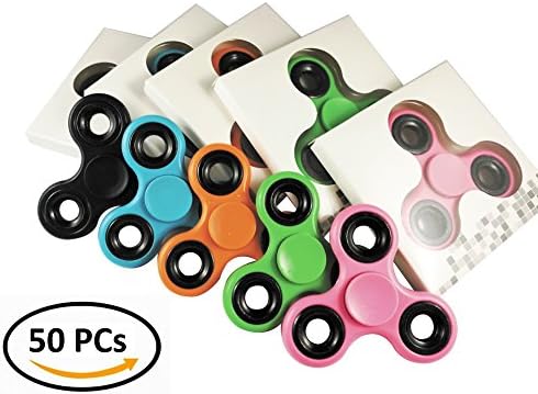 Wholesale Lot 50 PC Fidget Hand Spinners Bundle Bulk EDC Tri-Spinner Desk Toy Stress Anxiety Relief ADHD Student Relax Therapy Pack Combo Wholesale Lot