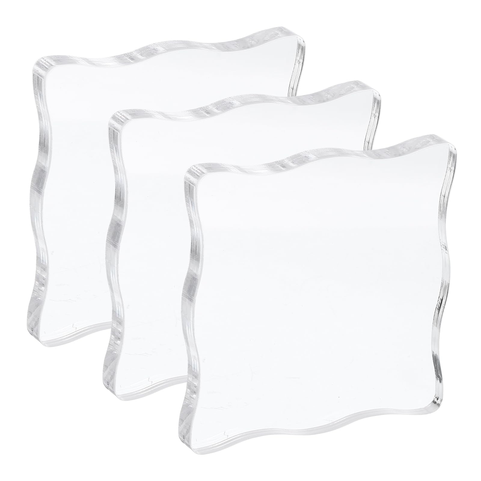 PATIKIL Acrylic Stamp Block, 3 Pack Stamping Block Wavy Clear Decorative Mounting Blocks Set for Scrapbooking DIY Crafts Card Making, 2x2