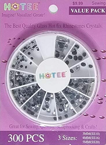 Amazon Com Hotee Hotfix Rhinestones Glass Crystals 3 Sizes Stones With Free Storage Case Great For Quilting Sewing Scrapbooking Renaissance Costumes General Crafts Value Pack 300 Pcs Clear Crystal