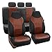 FH Group Universal Fit Full Set PU Textured High Back Leather Automotive Seat Covers (Airbag Compatible and Split Bench) Brown Black