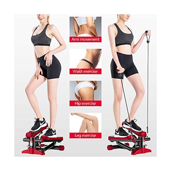 LJYLF-Mini-Fitness-Hydraulic-Stepper-Men-and-Women-Stepper-Cardio-Exercise-Trainer-Monitor-and-Resistance-Bands-Stepper-Exercises-EquipmentRed LJYLF Mini Fitness Hydraulic Stepper, Men and Women Stepper Cardio Exercise Trainer, Monitor and Resistance Bands…