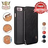 iPhone 7 Plus Case, G-CASE [Business] Ultra Slim Wallet Case Protective PU Leather with Card Slot for ID/Card/Cash+Nano SIM Card+Ejector Pin Scratch Resistant Folio Flip Cover-Black