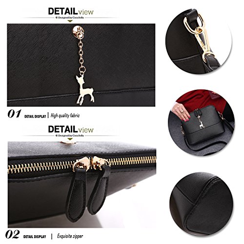 SiMYEER Stylish Crossbody Bags Shoulder Bag Purses for Women Small Ladies Handbags Messenger Bags (Black 2) - Thumbnail 5