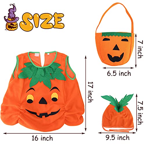 AMOR PRESENT Halloween Pumpkin Costume, 3 PCS Pumpkin Cosplay Costume for toddler Girls Boys Halloween Cosplay Party