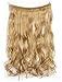 SWACC Straight/Curly Halo Wire Hidden Hairpiece Flip Synthetic Hair Extensions NO Clip Ins 80G (20-Inch Curly, Lightest Beige-25#)