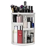 Etmury Makeup Organizers and Cosmetic Storage Holder for Bathroom Vanity Countertop 360 Rotating Adjustable Detachable Make Up Accessries Display Shelf, Round White