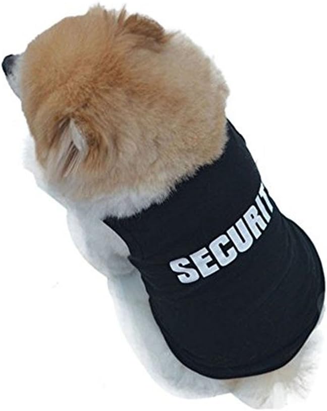 New Fashion Cute Small Pet Clothing, Hmeng Summer Lovely Puppy Security Costumes Outfit Vest T-Shirt Perfect for Walking Jogging (M, Black)