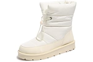 CARLKARIDA Women's Waterproof Mid-Calf Snow Boots Non-Slip Lace-up Winter Combat Boots