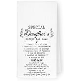 THDSE for Daughter from Mom, Speicial Friend's Recipe for Love Kitchen Towels, Housewarming Hand Towels Dish Towels, 16x24 Inch
