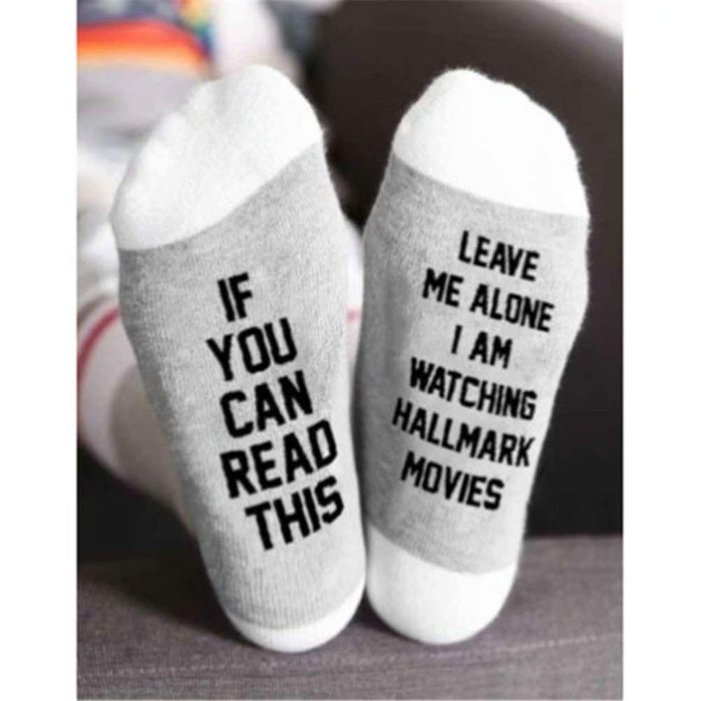 Tulas Watching Christmas Movie Socks Letters Printed Women Warm Sock