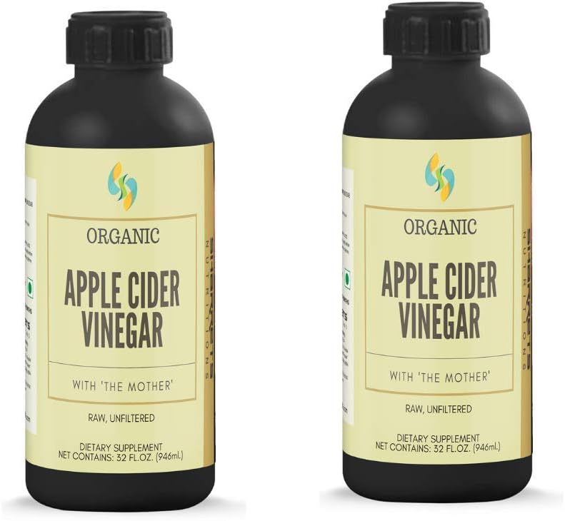 Sharrets Organic Apple Cider Vinegar with Mother for Hair Face Skin Detox, Product of USA - 2 x 946 ml