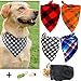 Dog Bandana with Treat Pouch for Training - Pet Accessories Set with 4 Triangle Pet Scarfs Waste Poop Bag Dispenser and Training Clicker - Premium Cotton Plaid Bandanas Washable Bibs for Puppy Dogs primary