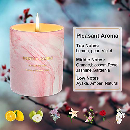 Haobell Gifts for Women - Scented Candles 100% Pure Natural Soybean Wax with Plant Essential Oils for Stress Relief Aromatherapy ï¼ˆMarble Pinkï¼‰