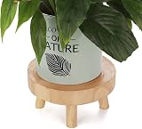 ViaForest Flower Pot Holder Solid Wood Stand Beige Indoor Outdoor Round Plant view 5