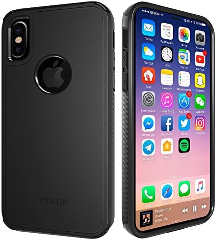 TKKOK iPhone X Case Black, iPhone 10 Case, Slim Hybrid Cushion Scratch Resistant Shockproof Hard Back Protective Cover for Apple iPhone X / 10 Phone 2017