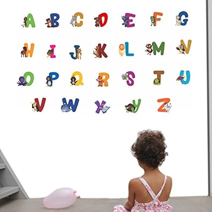 Decals Design Animal Alphabets Wall Sticker (PVC Vinyl, 90 cm x 60 cm)