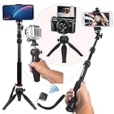 Zuumo HEAVY DUTY Premium Selfie Stick Tripod Stand Best 3-in-1 Kit + Bluetooth Remote Universal Set: For ANY iPhone, Android, GoPro, Camera - iPhone X 8 7 6 S Plus Samsung Galaxy S9 S8 S7 S6 S5 Note