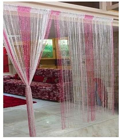 Ramcha Polyester String Door Curtain - 6.5ft, Pink