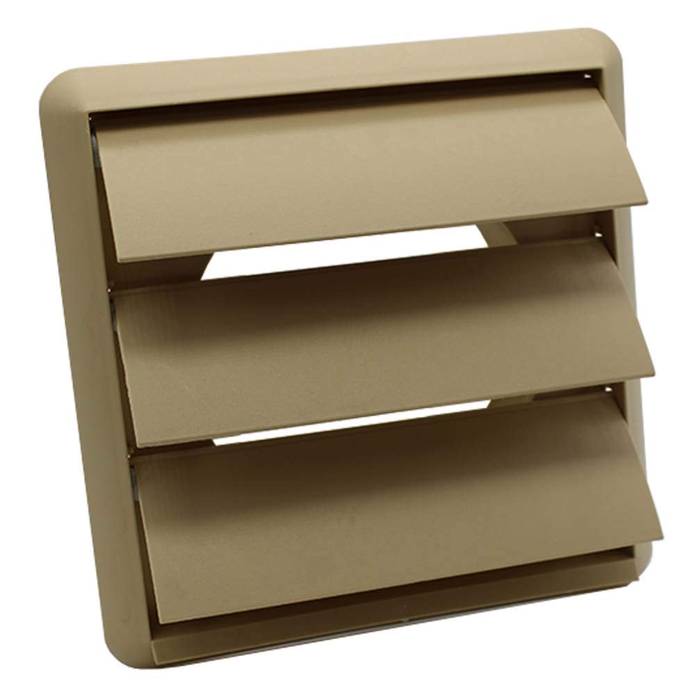 Kair Beige 100mm Gravity Wall Vent Grille - 99.5mm / 4 Inch Round Rear Spigot & 155mm Front Cover - Backdraught Prevention Shutter Flaps