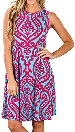 ANDUUNI Womens Summer Sleeveless Casual Swing Tunic Tops Loose Pockets Tank Dress Blouses For Beach