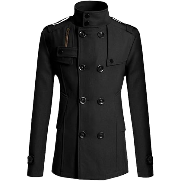 Men's Notch Lapel Double Breasted Long Trench Coat Casual Cotton
