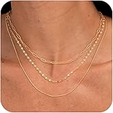 HABIKIP Layered 14K Gold Plated Necklaces for Women,Dainty Chain Necklace Stack Herringbone Box Paperclip Choker Necklaces Set Trendy Simple Non Tarnish 14K Gold Plated Jewerly Gifts for Women