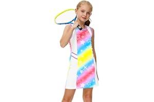 AOBUTE Girls Tennis Outfit 2 Piece Set Sportswear Tank Dress and Shorts 4-12Y