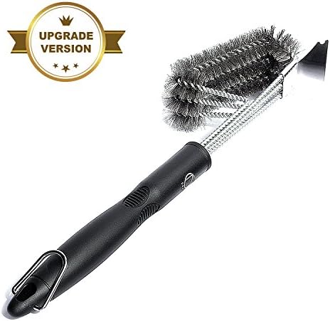 DNAT GRILL BRUSH AND SCRAPER | Safe For Porcelain, Ceramic, Steel, Iron | Uniqe Design Stainless Steel Barbecue Brush With Triple Head Scrubber And Cleaner | Tested By Experters | Click For Incentives